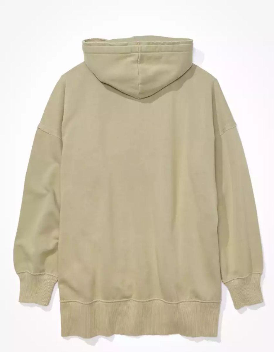 Sweat à Capuche American Eagle AE Oversized Zip-Up Vert Olive Femme | IRR-59045968